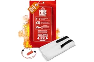 TELITE Fire Blanket 1m x 1m, 1 Pack Fire Blanket with 1 Whistle, Emergency Fire Blanket for Kitchen, Home, School, Caravan Car, and Office (1)