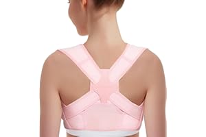 Vicorrect Back Posture Corrector for Women: Men's Adjustable Shoulder Brace for Upper Back Pain Relief and Posture Support (Pink, M-L)