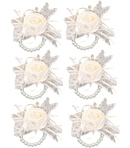 QIUMING 1 Pz Matrimonio Polso Corsage Bracciale per la Sposa Damigelle d'Onore Fiore all'occhiello Uomo Spilli Fiori Artificiali Rose di Seta Accessori da Sposa per Lo Sposo