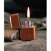 VAGAVE Gasoline Lighter Genuine Leather Case Handmade Zippo Style Lighter - Pueblo (TABA)