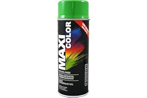 MAXI COLOR NEW QUALITY Sprühlack Lackspray Glanz 400ml Universelle spray Nitro-zellulose Farbe Sprühlack schnell trocknender Sprühfarbe (RAL 6018 Gelbgrün glänzend)