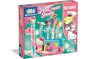 Clementoni Idea 18276 Mein Stift-Atelier Hello Kitty Lot de 5 stylos et figurines, décorations et autocollants, jouet créatif et coffret cadeau pour enfants à partir de 6 ans