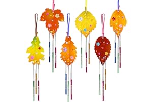 HONMOK 12pcs Carillons DIY pour Enfant Kit Carillon à Fabriquer en Bois Carillon de Feuille Printemps à Peindre Loisir Créatif Fille Garçon Décoration Activité Manuelle Fête Pâques Anniversaire