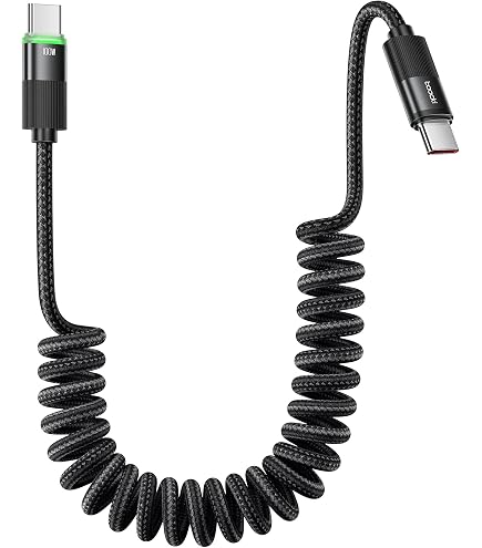 Câble USB Type-C Spiralé Mâle Vers USB-A Mâle - 1 Mètre Extensible, Pour Charge Et Données - 7
