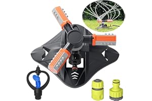 DERMASY Garden Sprinkler,Automatic 360 Degree Rotating Garden Sprinkler with Quick Connectors