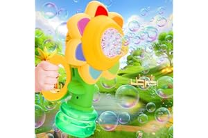 BEYOND MS Sunflower Bubble Machine for Outdoor, Automatic Flower Bubble Toy with Colorful Lighting for Kids Toddlers 3 and up Bubble Maker Blower for Bathtub Bath, Summer Outdoor Toys