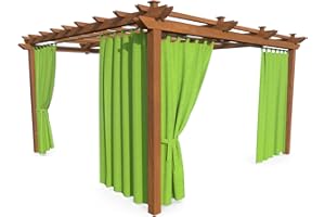 HOME DEKO Rideau de Terrasse, Imperméable, pour Jardin, Balcon, Pergola & Pavillon, Passants Auto-agrippante, Protection Contre Le Soleil, la Pluie & Le Vent, Vert Clair, 240 x 155 cm, 2 Pièces