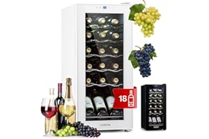 KLARSTEIN Cantinetta Vino Design, Cantinetta Vino Refrigerata a Zona Singola per Vino Rosso, Bianco e Birra, Controlli Touch, Frigo Vino Cantinetta per Esterno/Interno, 5-18°C, 50L, 18 Bottiglie