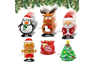 Axingqiwu 6 Stück Aufziehfiguren Weihnachten, Weihnachts Aufziehspielzeug Geschenk für Kinder, Weihnachts Aufziehfigur Schneemann Weihnachtsbaum Rentier