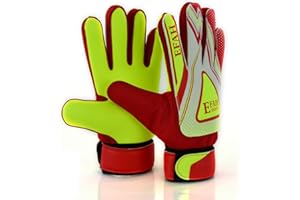 EFAH SPORTS EFAH Rękawice bramkarskie do piłki nożnej dla chłopców dzieci dorosłych rękawice piłkarskie bramkarskie ochrona super przyczepność dłoni (czerwony/żółty, rozmiar 3 nadaje się dla 5 do 6 lat)