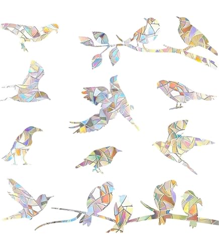 Kolibrie Decals Venster Antibotsing Decals Venste Volhouder om Vogelaanvaringen op Het Raam te Voorkomen Niet-Klevende Vinylfolie Kolibrie Stickers (18 Stuks