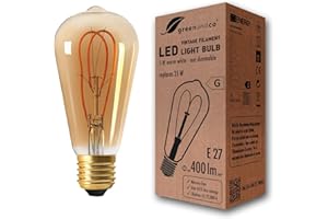 greenandco® Ampoule à Filament LED Vintage E27 ST64 5W (équivalent 35W) 400lm 2000K (blanc chaud) 360° 230V Verre, aucun scintillement, non-dimmable