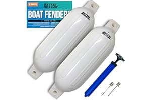 BETTER BOAT 2 Pack Boat Fenders for Docking Boat Bumpers for Docking with Pump Boat Accessories Boat Dock Bumpers Set Buoys Pontoons Buoy Inflatable Fender Marine Bouys 23" x 6.5" Black Blue or White