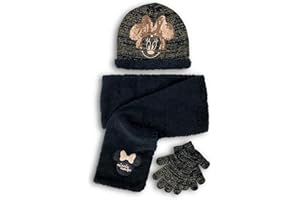 SUN CITY Sciarpa Cappello Guanti Disney Minnie Mouse Invernale Pile Glitter Bambina 4580