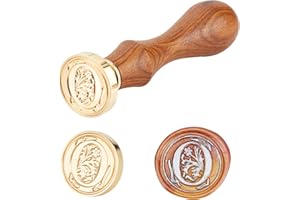 PH PANDAHALL PandaHall Elite - Cuño de lacre con mango de madera y sellos de latón con las letras del alfabeto, Letra A, 25 x 14 mm, 75 mm, Letra-o, 25x14mmx75mm