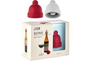 MONKEY BUSINESS Lot de 2 bouchons décoratifs en silicone dans une boîte cadeau, bouchons fantaisie en liège, boissons et vin, bouchons de bouteille de champagne (rouge et gris)