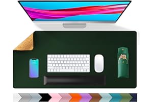 ‎AOTHIA Aothia Schreibtischunterlage,umweltfreundliche Naturkork & PU-Leder doppelseitige 80x40cm Mauspad, wasserdicht PU-Leder Tischunterlage Schreibtischschutz für Büro/Heimspiele(Grün)