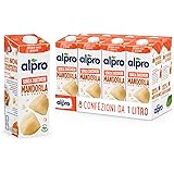 Alpro Mandel-Drink Ohne Zucker, Ungeröstet, Pflanzlicher Drink, Vegan, Laktosefrei, Glutenfrei, UHT, 8x1L