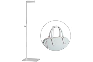 FNG8 Porte Sac à Main Réglable - Presentoir Sac a Main, Chapeaux & Bijoux Polyvalent - Support Sac a Main en Acier Inoxydable Réglable en Hauteur, Base Plate Stable - Argent Métallique Brillant