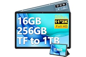 OANGCC 2025 Newest 2K+ Tablet 11 Pulgadas, 16GB RAM+256GB ROM(TF 1TB), Android Tablets 2000*1200 Pixels, 8-Core 2.0GHz, 4-Altavoces, Baterías 8600mAh, 5G WiFi, BT 5.0, GMS Certified Tablet con Funda - Azul