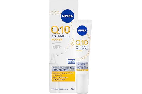 NIVEA Q10 Power Soin Contour des Yeux — Soin visage anti-rides avec Q10 pur & Acide Hyaluronique, Creme contour des yeux anti-âge et anti cerne pour tous types de peaux — 15ml