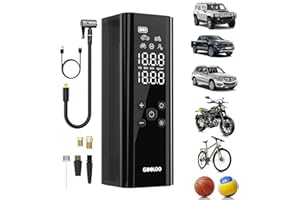 ‎GOOLOO GT150 Elektrische Luftpumpe, 4X schneller Mini Kompressor 7500mAh Akku-Kompressor für Auto Wiederaufladbar Elektrische Fahrradpumpe mit Akku Fahrradpumpe, Luftpumpe Fahrrad für Motorrad Bälle