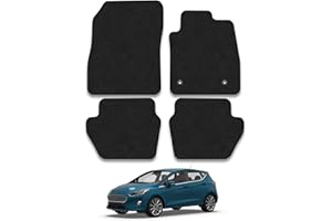 CAR MAT CO Ford Fiesta (2017+) Compatible Car Mats Accessories Carpet Tailored Fit Black Trim Full Coverage Accessory Floor Mat Water-Resistant Anti Slip Backing Full Coverage Hand-Finished with Clips