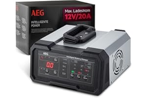 AEG Batterieladegerät CW20, für 6/12 V Batterien, 20A, automatische Ladefunktion, umfangreicher Sicherungsschutz, Erhaltungsfunktion, Ladestatusanzeige in Prozent, LED-Display