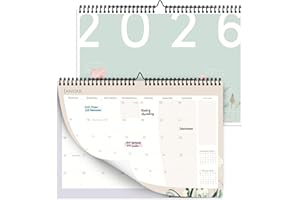 ‎PAPERLIONS Wandkalender 2026 I Monatskalender mit Kästchen als A4 Quer Kalender I Perfekt für Paare, Singles oder Familien I Mint, Blumen I Ideal als Familienplaner, Monatsplaner für Zuhause oder Büro...
