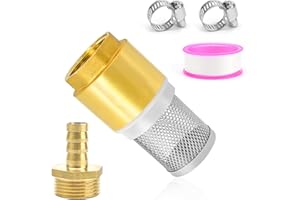 SRJQXH Valvula Antiretorno Agua, 3/4" Válvula de Retención, Filtro Acero Inox, Latón Válvula de Pie con Válvula de Retención, con Conexión Macho 3/4" y Cinta Sin Procesar, para Tubo Succión, Bomba