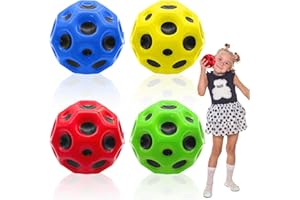 Lets Joy 4 Pezzi Moon Bouncing Ball, Rimbalzante Ball, Palla Spaziale, Palla Alta Bounce Buco Lunare, Bouncing Ball per bambini, Bouncy Balls, Giocattolo da Spiaggia Adulti Bambini