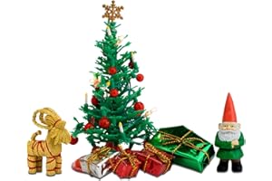 LUNDBY Dolls House Christmas Tree with Lights LED + Santa — 7-piece Doll House Accessories — Dolls House Furniture for 11cm Mini Dolls — Age 4+ 1:18