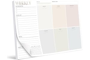 BIROYAL Weekly Planner Notepad - Tear Off Planning Pad with Daily Schedule & Calendar, Top Priorities Check Box, To Do List, Notes and Habit Tracker, 50 Sheets, 120gsm Paper, Undated, 8x11 in