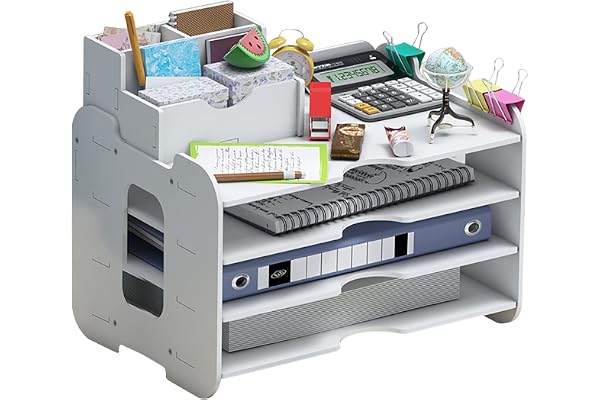 Bac à courrier Organiseur de Bureau, Support de Documents A4 pour la Maison, Le Bureau, l'école (4 Niveaux)