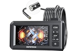DEPSTECH Industriale Endoscopio Doppia Lente 1080P HD Telecamere Ispezione 7,9mm IP67 Impermeabile Sonda Endoscopica Cavo Semirigido da 5m Telecamera con Digitale Schermo LCD 4,3", 7 LED, Scheda 32 GB