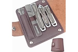 ZHIYE 10 Pcs Manicure Pedicure Kit, Stainless Steel Nail Clippers Set Professional Nail Grooming Tools with Case for Men Women (Gunmetal Grey)