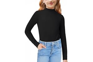 Arshiner Girls Long Sleeve Top Turtle Neck Thermal Base Layer Shirt Casual Uniform Tops Tight Undershirts 3-12 Years