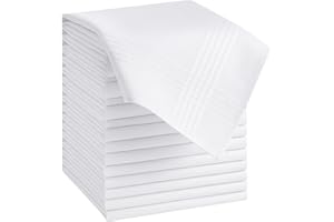 DUDU N GIRLIE Men's 100% Cotton Satin Border Handkerchiefs Leaf 12-Piece Classic