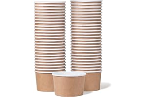 MATICAN Lot de 50 gobelets à glace en papier jetables de 163 ml pour aliments chauds ou froids, fournitures de fête de 163 ml pour sundae, yaourt glacé, soupe, marron