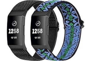 Janpso 2 Pack Bracelet de Remplacement Compatible avec Fitbit Charge 4 /Charge 3 /Charge 3 SE, Bande de Sport en Nylon Respirant Réglable pour Hommes Femmes