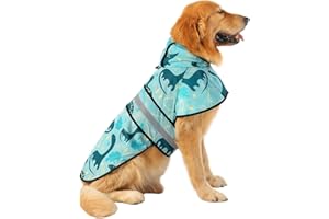 HDE Dog Raincoat Hooded Slicker Poncho for Small to X-Large Dogs and Puppies (Dinosaurs, X-Large)