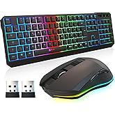 KLIM Blaze & Chroma 2024 AZERTY Wireless Gaming Keyboard and Mouse Pack – Durable, Ergonomic – Wireless Gaming Keyboard Mouse