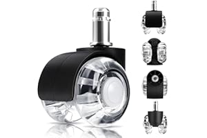 LUZOON Zestaw 5 kółek do krzeseł biurowych, 10 x 22 mm, obrót o 360 stopni bez zarysowań, do dywanów, parkietów, twardych podłóg i płytek