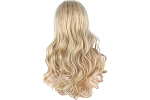 Fivtsme 60cm Blonde Perücke, Lange Perücken Blond, Lange Gewellte Perücken für Tägliches Partei hitzebeständiges Synthetik für Frauen, Cosplay, Party, Halloween