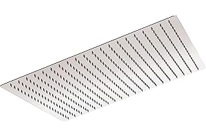 AquaSu® Offertio - Alcachofa de ducha con 1 chorro | Cuadrado | cromado | Placa de pulverización de 50 x 50 cm | con rótula | Nubs anticalcáreo | Rosca estándar: 1/2 | Wellness Rain Shower | 72278 0 0