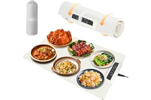 Neulriscn Electric Food Warmer, Electric Food Warming Mat, Food Heating Mat, Electric Warming Tray with Adjustable Temperature, Waterproof Silicone Foldable Warming Tray for Buffet Server,Home Parties