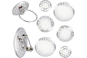 SUNNYCLUE 1 boîte 180 pièces 3 Tailles Broche Tamis Résultats 12mm 18mm 28mm Argent Broche Fermoirs Broche Disque Base Disque Blanc Épaissir Cabochon Plateaux pour Bricolage Bijoux Artisanat