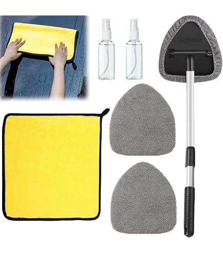 Brosse Nettoyage Voiture Extensible - Microfibre Pour Pare-brise Avec Poignée Pivotante 180° - 2 Tampons Lavables