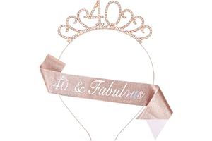 DIMETEY 40th Birthday Decoration for Women - Rose Gold Sash and Headband Party Decor for Girls