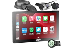 ATOTO 7inch QLED Portable Car Stereo Dash GPS Navigation, Wireless CarPlay & Wireless Android Auto, Glare-Suppressing, 1080P Backup & Dash Cam, AUX/FM Output, Voice Assistant, P507SD-S31